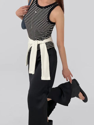 Maje Striped Sleeveless Cap