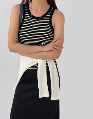 Maje Striped Sleeveless Cap