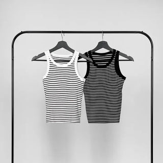 Maje Striped Sleeveless Cap