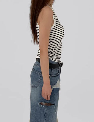 Maje Striped Sleeveless Cap