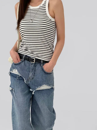Maje Striped Sleeveless Cap