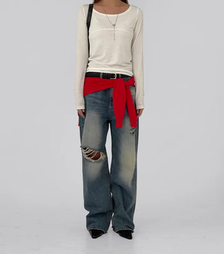Hain Wide Distressed Denim Pants