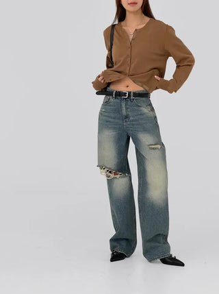 Hain Wide Distressed Denim Pants