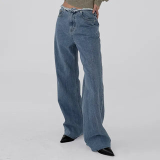Tease Waist Cut Denim Pants