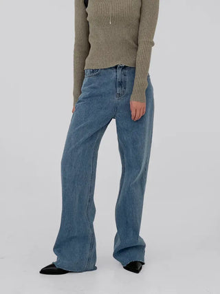 Tease Waist Cut Denim Pants