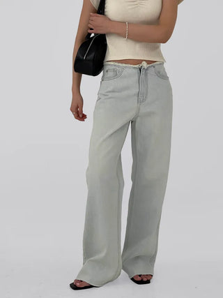 Tease Waist Cut Denim Pants