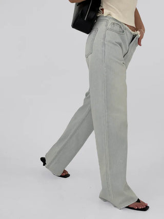 Tease Waist Cut Denim Pants