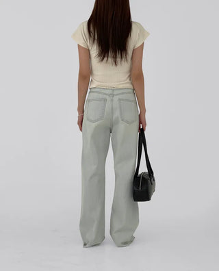 Tease Waist Cut Denim Pants
