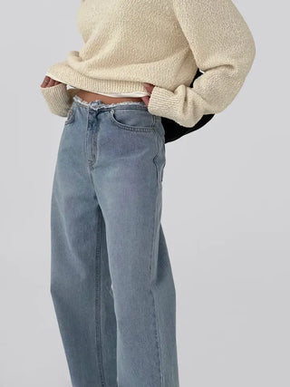 Tease Waist Cut Denim Pants