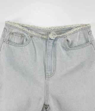 Tease Waist Cut Denim Pants