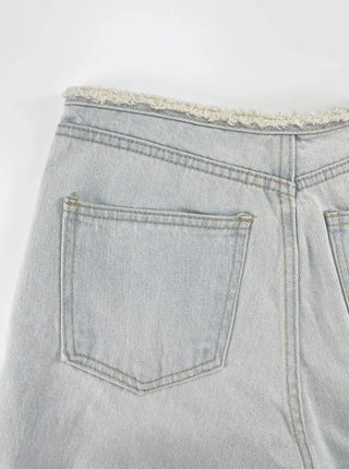 Tease Waist Cut Denim Pants