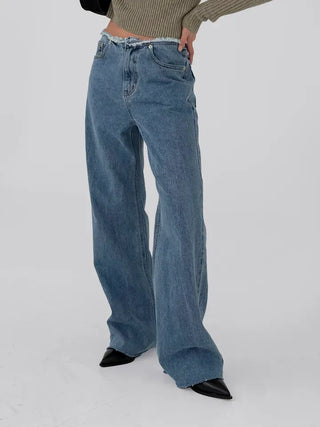 Tease Waist Cut Denim Pants