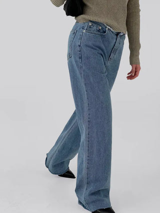Tease Waist Cut Denim Pants