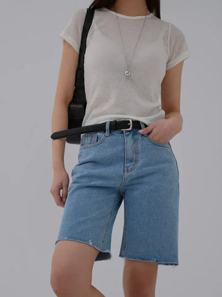 Pamyu Round Neck See-through Short Sleeve Tee