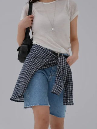Pamyu Round Neck See-through Short Sleeve Tee