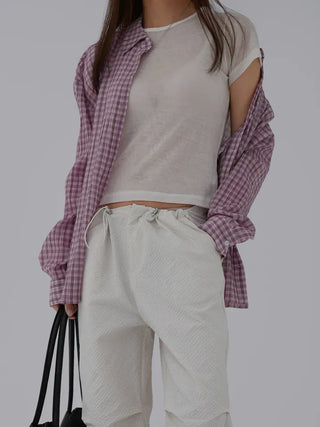 Pamyu Round Neck See-through Short Sleeve Tee