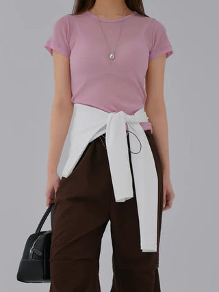Pamyu Round Neck See-through Short Sleeve Tee