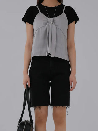 Pamyu Round Neck See-through Short Sleeve Tee