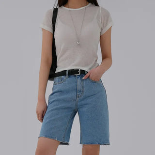 Pamyu Round Neck See-through Short Sleeve Tee