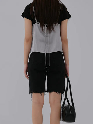 Pamyu Round Neck See-through Short Sleeve Tee