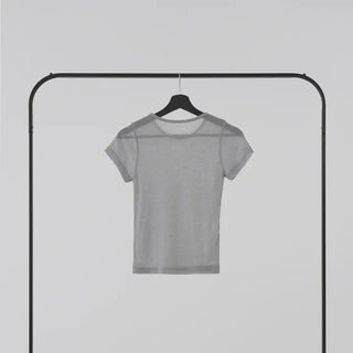 Pamyu Round Neck See-through Short Sleeve Tee