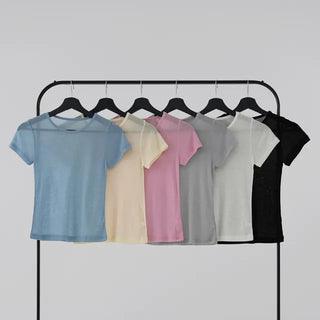 Pamyu Round Neck See-through Short Sleeve Tee