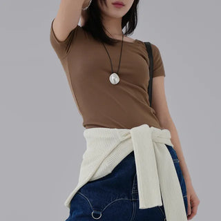 Hanu Round Neck Basic Short Sleeve Tee