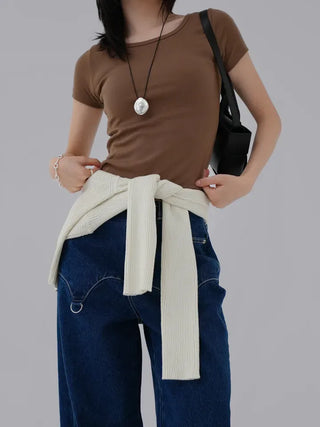 Hanu Round Neck Basic Short Sleeve Tee