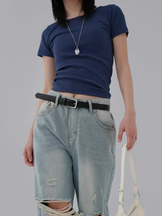 Hanu Round Neck Basic Short Sleeve Tee