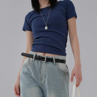 Hanu Round Neck Basic Short Sleeve Tee