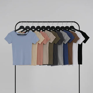 Hanu Round Neck Basic Short Sleeve Tee