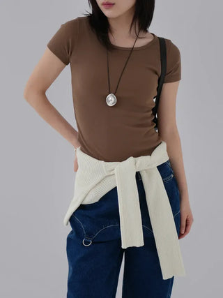 Hanu Round Neck Basic Short Sleeve Tee