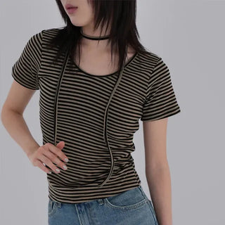 Fling Rayon Striped Short Sleeve T-shirt