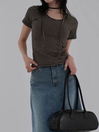 Fling Rayon Striped Short Sleeve T-shirt