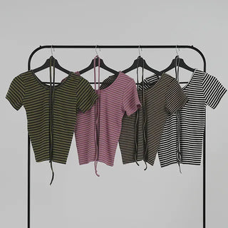 Fling Rayon Striped Short Sleeve T-shirt