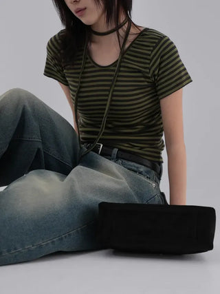 Fling Rayon Striped Short Sleeve T-shirt