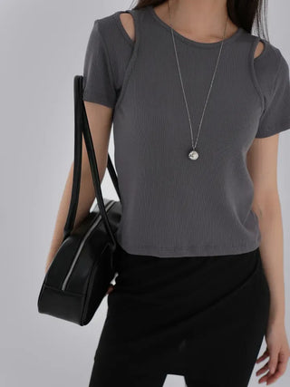 Jering Shoulder Slit Ribbed Tee