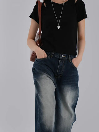 Jering Shoulder Slit Ribbed Tee