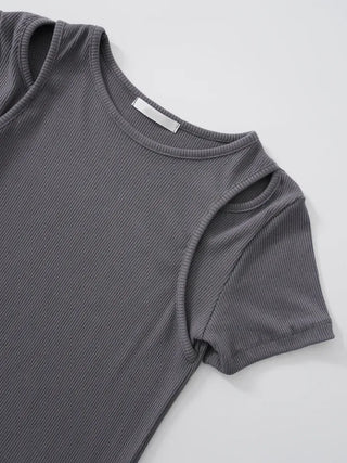 Jering Shoulder Slit Ribbed Tee