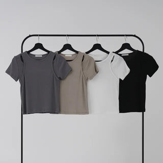 Jering Shoulder Slit Ribbed Tee