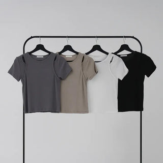 Jering Shoulder Slit Ribbed Tee