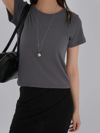 Jering Shoulder Slit Ribbed Tee