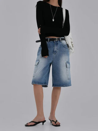 Kaire Bermuda Cargo Denim Pants