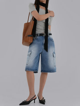 Kaire Bermuda Cargo Denim Pants
