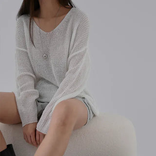 V-ming V-neck See-through Knit