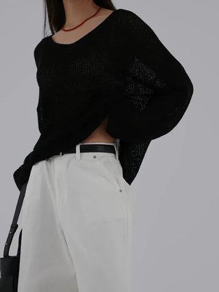 V-ming V-neck See-through Knit
