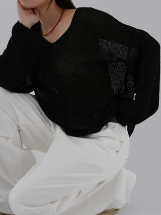 V-ming V-neck See-through Knit