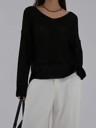 V-ming V-neck See-through Knit