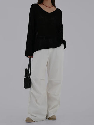 V-ming V-neck See-through Knit