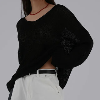 V-ming V-neck See-through Knit